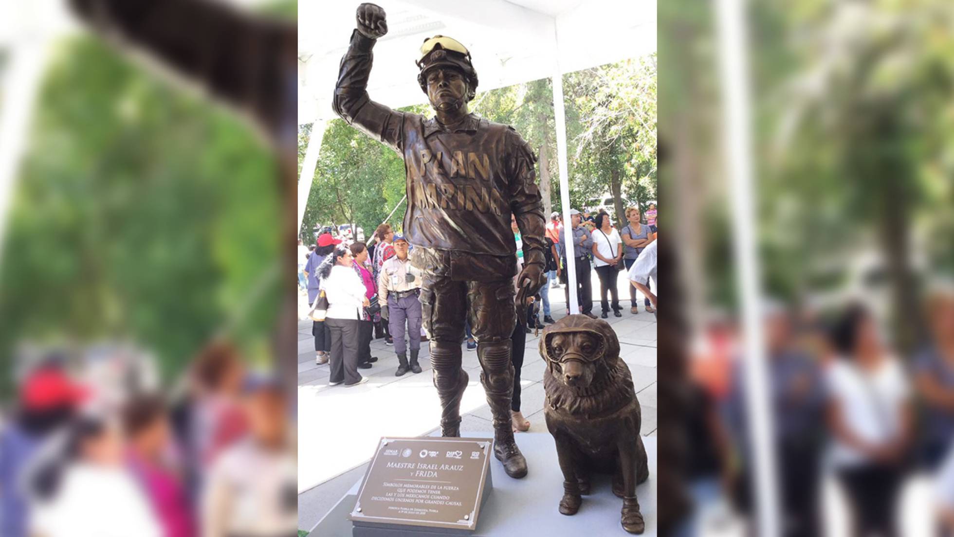 Frida, la perrita rescatista de la Marina de México ya tiene su estatua