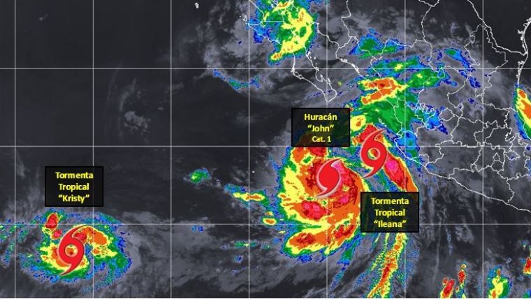 Huracán ‘John’ sube a categoría 2 y se ‘traga’ a tormenta tropical ‘Ileana ‘